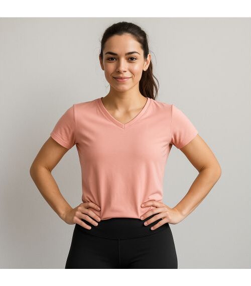 Camiseta Baby look gola V Dry Trail Rosa