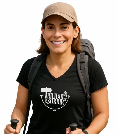 Camiseta Dry Trilhar e Sorrir  Preta
