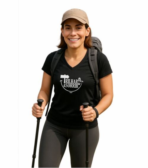 Camiseta Dry Trilhar e Sorrir  Preta - Imagem 3